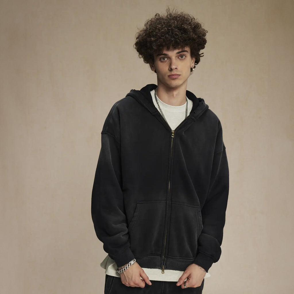 Heavyweight Stone Washed Zip-up Hoodie