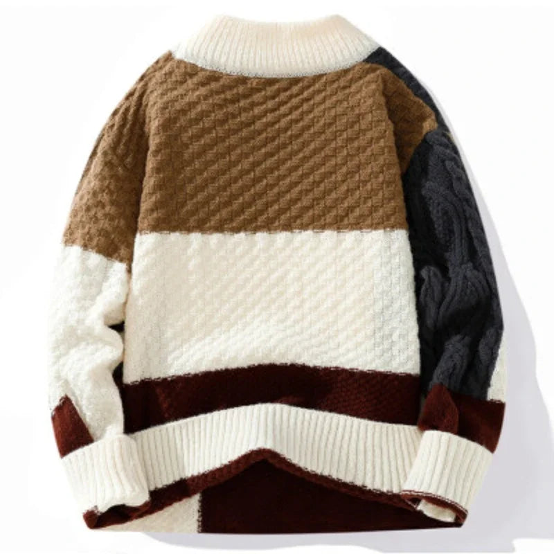 Contrasting Drop Shoulder Wool Sweater