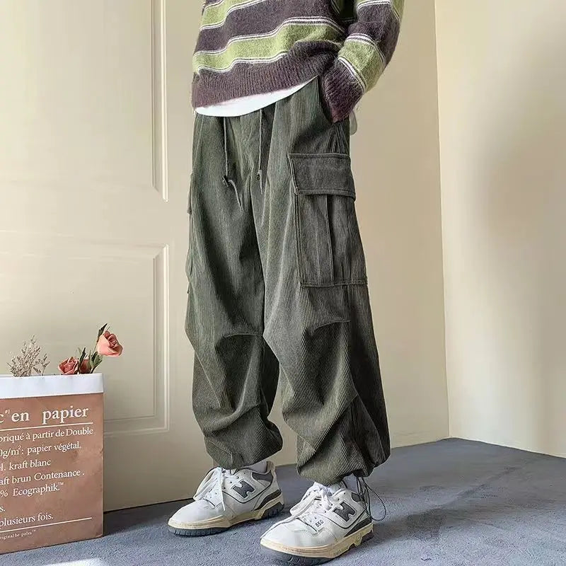 Corduroy Loose Cargo Pants