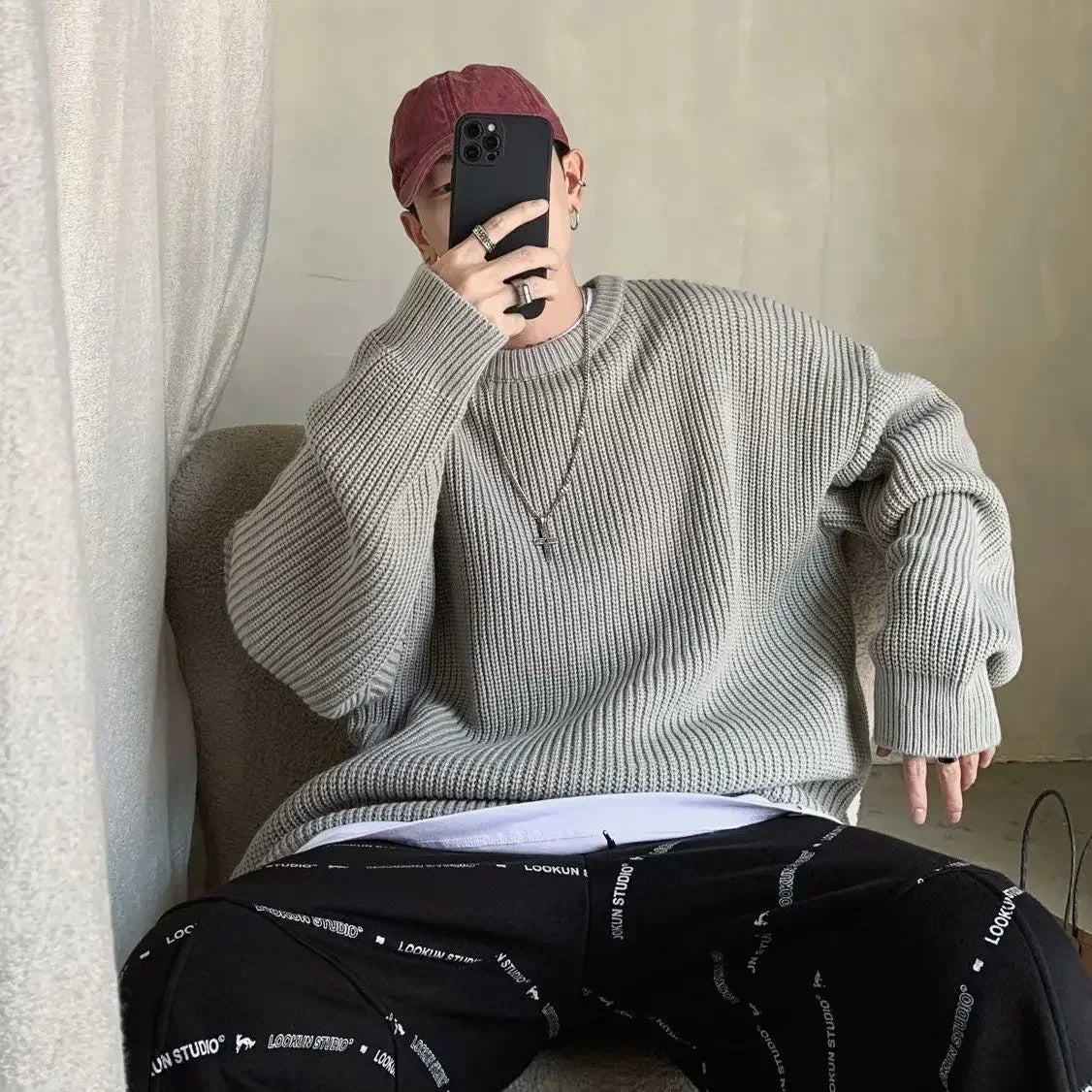 Drop Shoulder Wool Sweater
