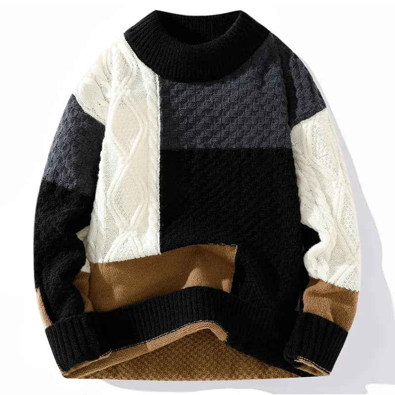 Contrasting Drop Shoulder Wool Sweater