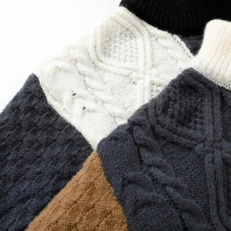 Contrasting Drop Shoulder Wool Sweater