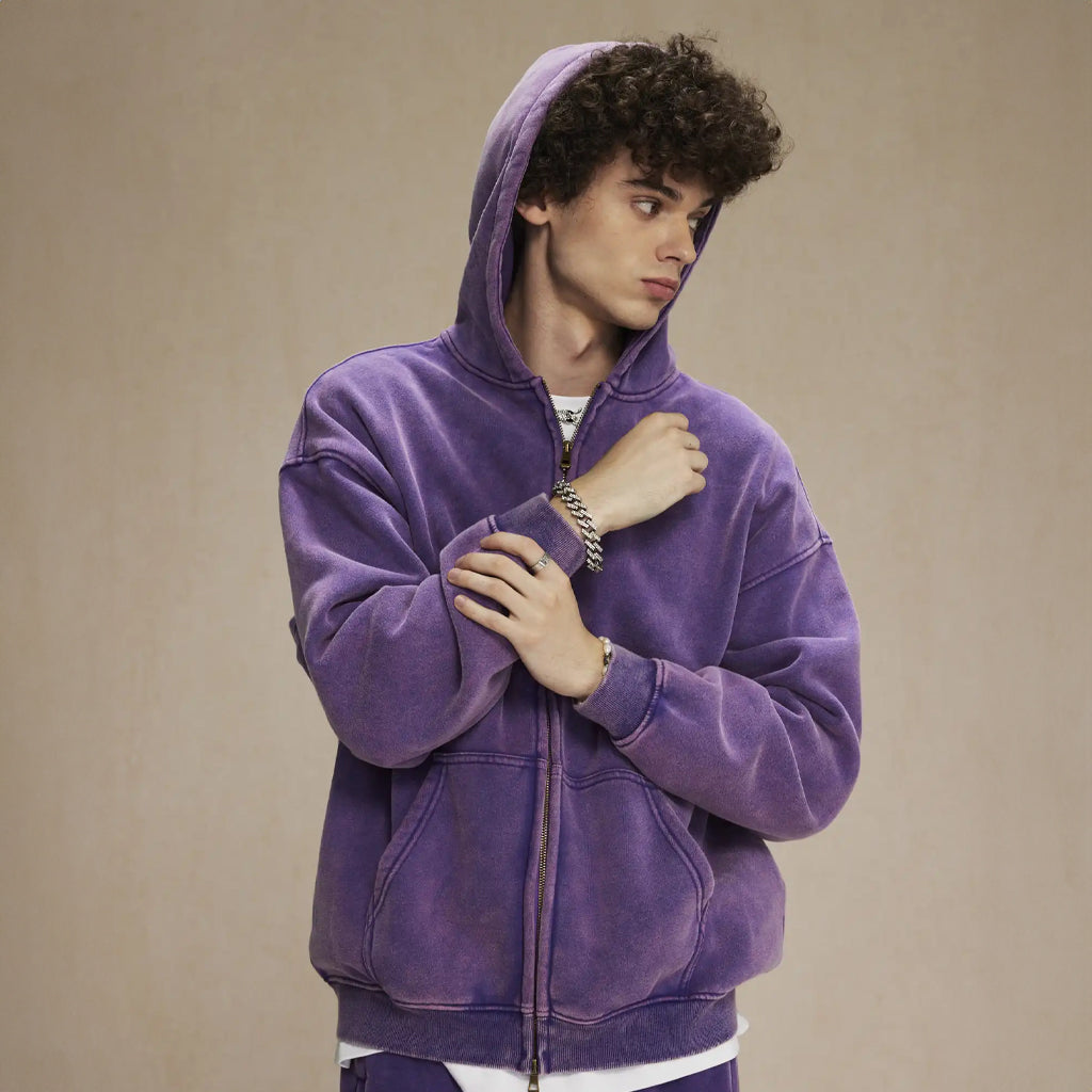 Heavyweight Stone Washed Zip-up Hoodie