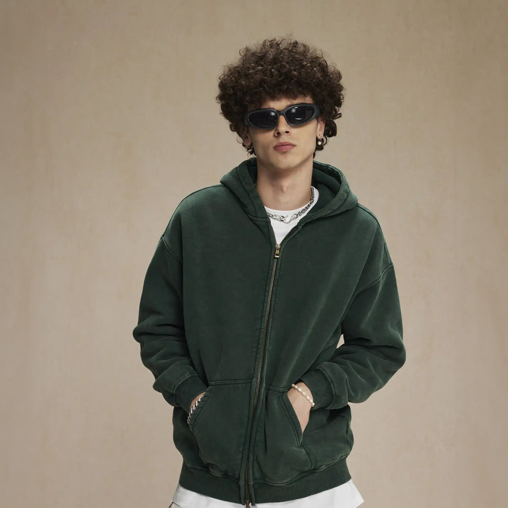 Heavyweight Stone Washed Zip-up Hoodie