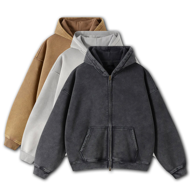 Heavyweight Stone Washed Zip-up Hoodie
