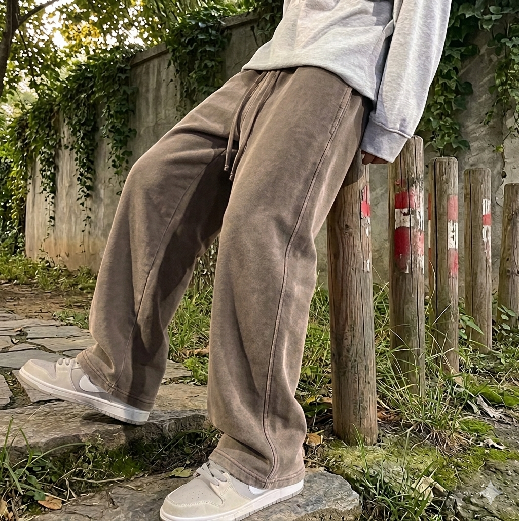 Oversized Washed Loose Bottom Joggers