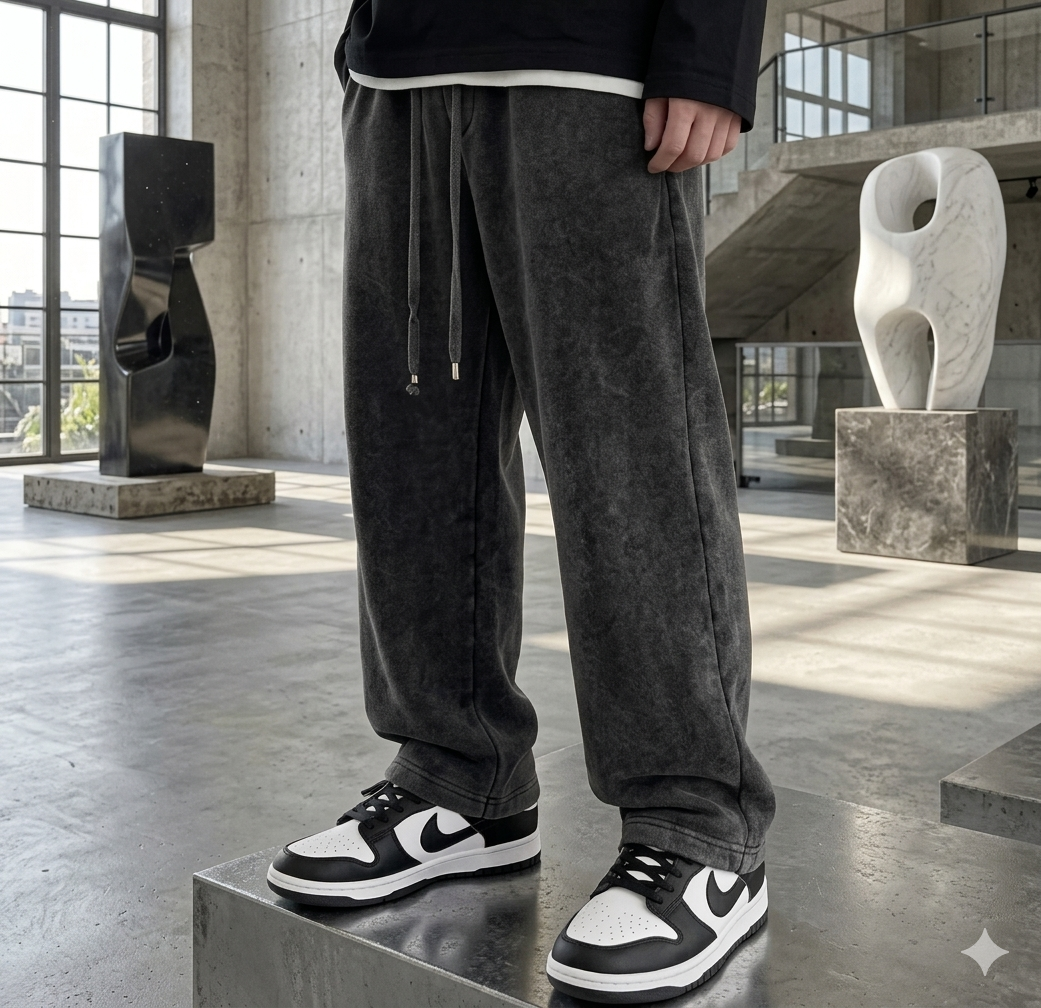 Oversized Washed Loose Bottom Joggers